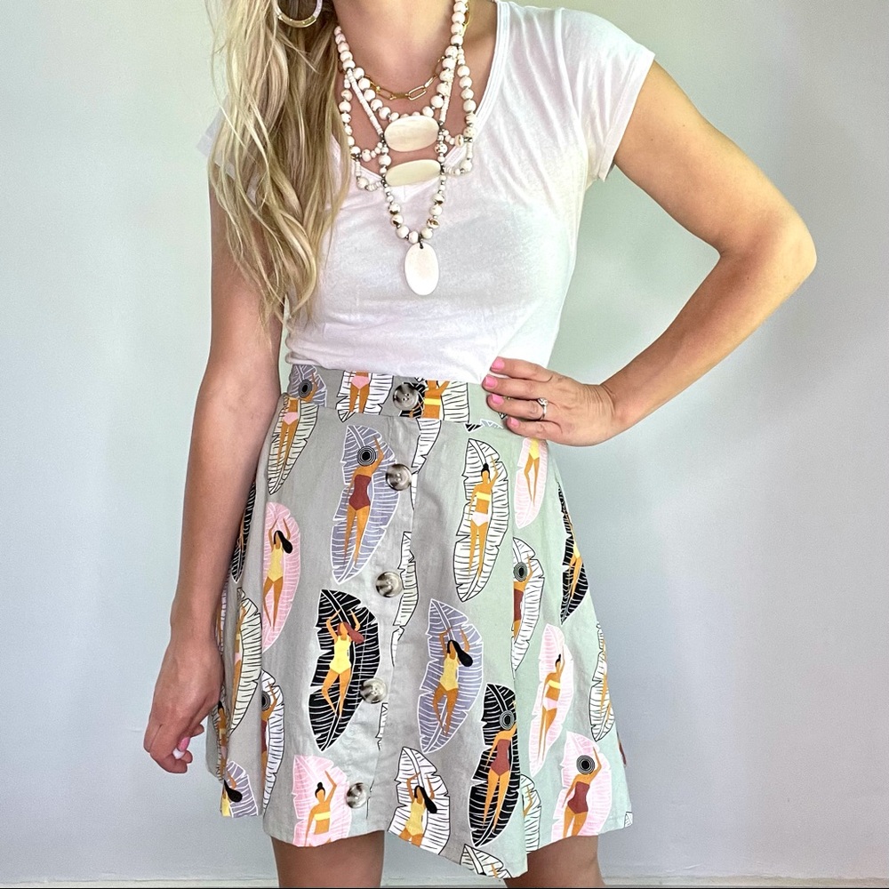 Anthropologie Sunbathing On Leaves Skirt w/ Bow 12